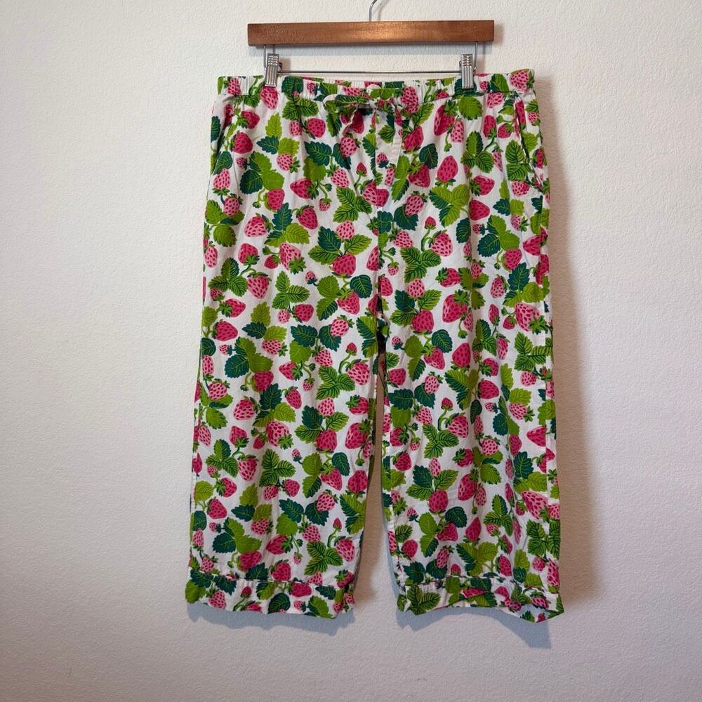 Print Fresh Strawberry Fields Cropped Sleepwear Pajama Pants Women's Size XL